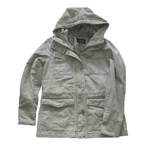 Lucky Brand Tan Utility Jacket with Hood - Picture 2 of 9